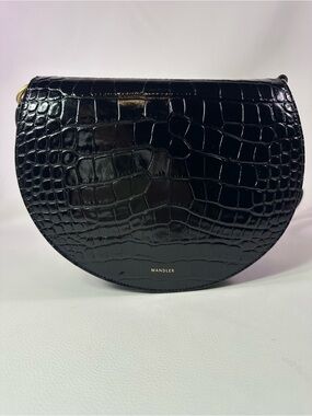 NEW WANDLER KATE LEATHER CROC EMBOSSED CROSSBODY BAG BLACK